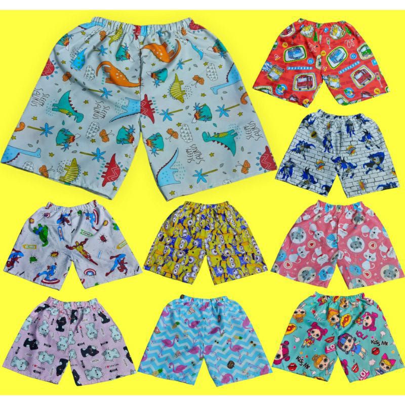 Celana Pendek Anak Harian 1-12 Tahun / Boxer Harian / Kolor Motif Karakter / Celana Anak Laki laki dan perempuan