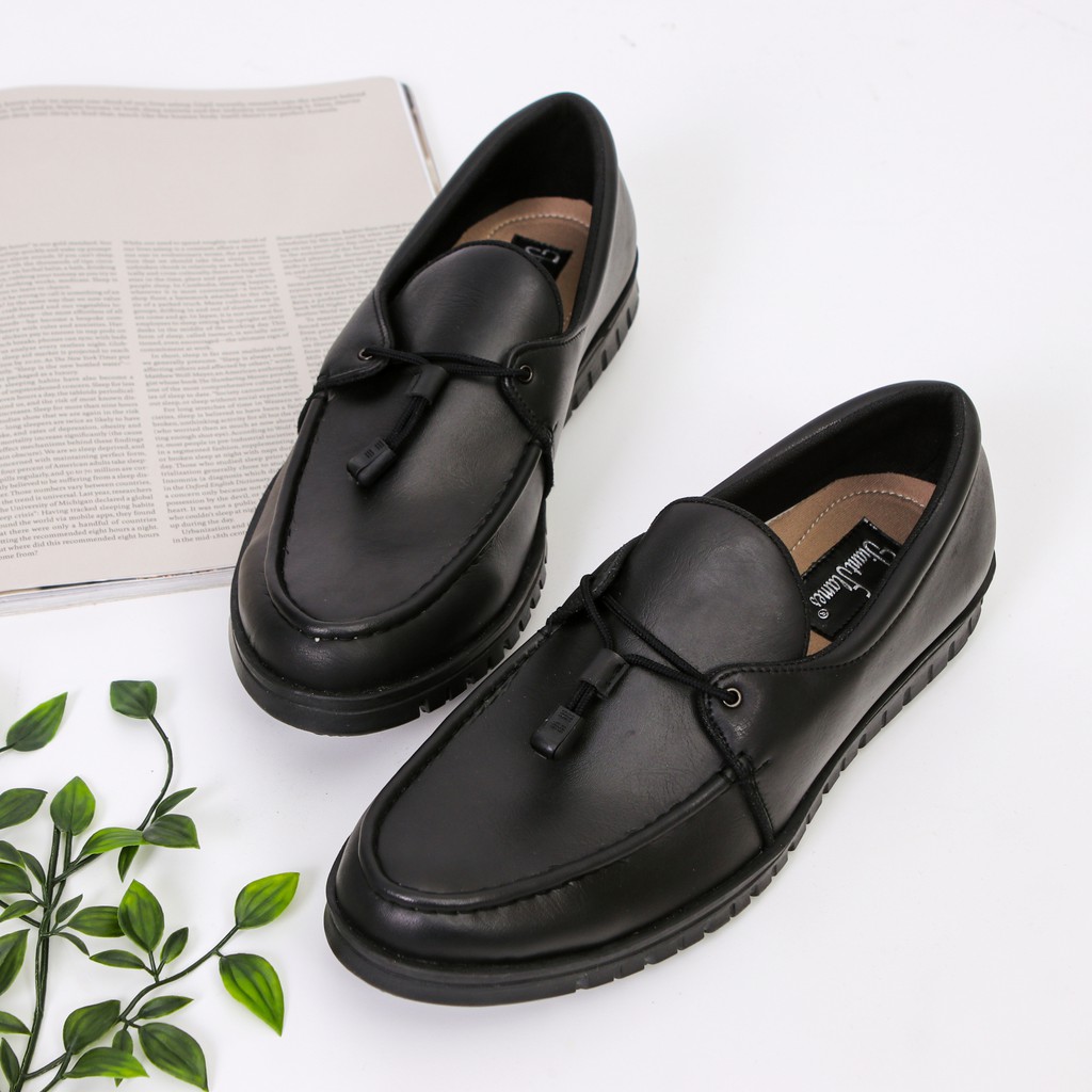 Marvin Black | Sepatu Pria Loafers Hitam Vintage Klasik Tali Ori Loafer Laki Original | FORIND x Giant Flames