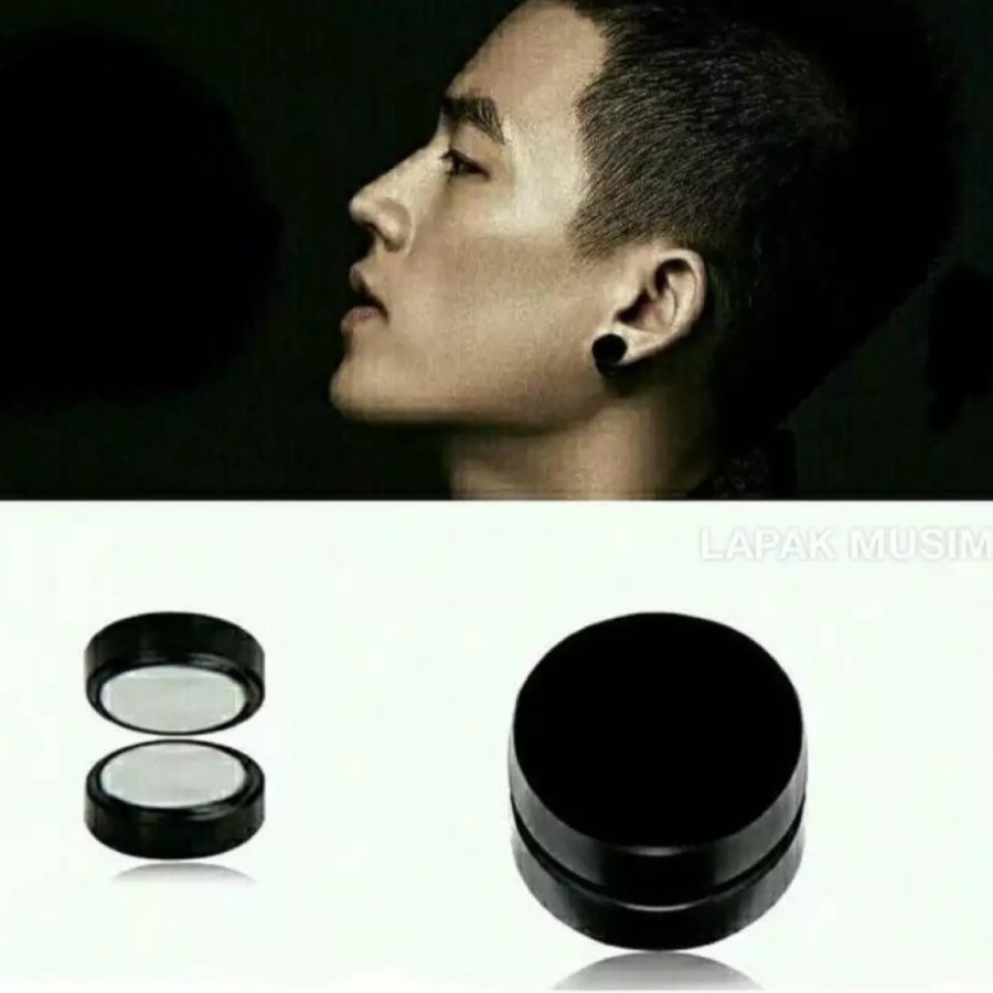 Murah!!! 4Pcs (2 Pasang) Anting Magnet Hitam Bulat 8mm Dan 10mm