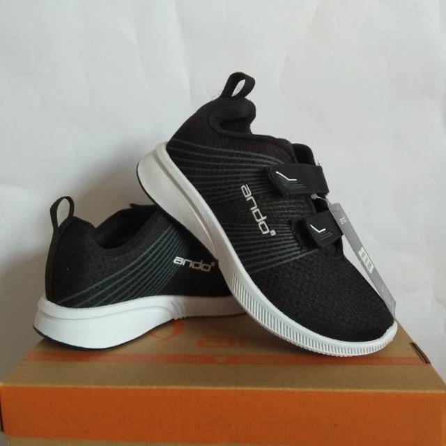 SEPATU ANDO ARORA VELCRO - SEPATU SEKOLAH ANAK CEWEK COWOK TK /SD