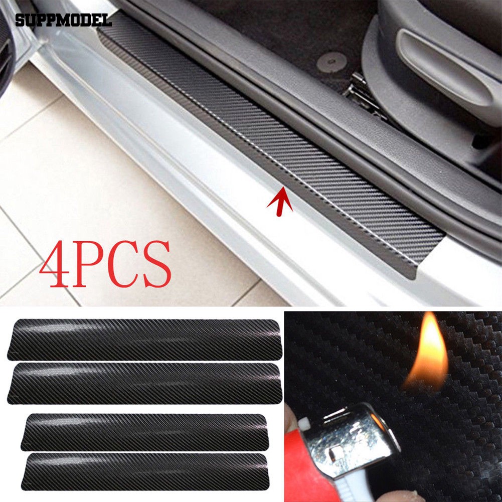 4Pcs / Set Stiker Film Carbon Fiber 3D Anti Gores untuk Mobil