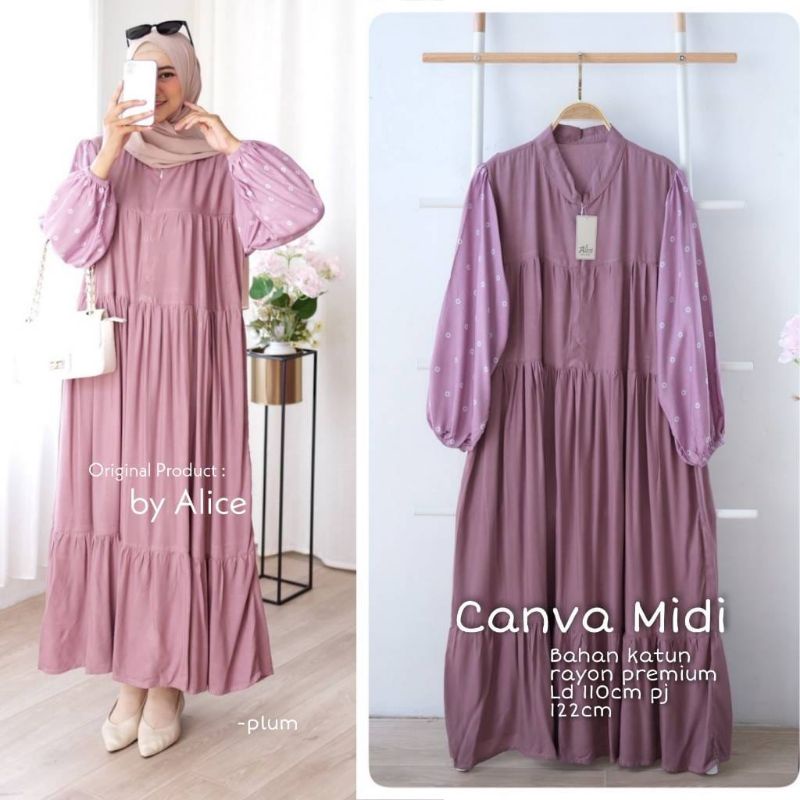 CANVA MIDI DRESS / MIDI DRESS MOTIF POLKA / MIDI DRESS RAYON PREMIUM / GAMIS RAYON PREMIUM / DRESS