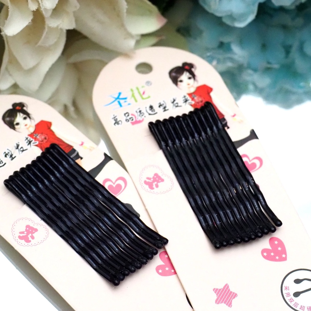 Jepit Rambut Lidi SET ISI 10 PCS Bobby Pin Hitam Jepitan Sanggul Hair Pin Salon Murah