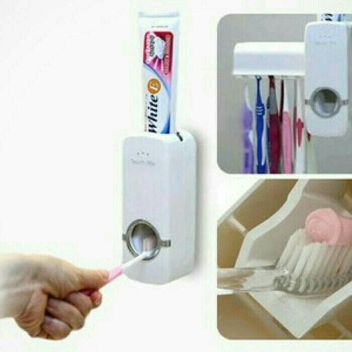 Dispenser Odol Dan Tempat Sikat Gigi Praktis Tempel Tanpa Paku Tempat Penyimpanan Odol Dispenser Pasta Gigi