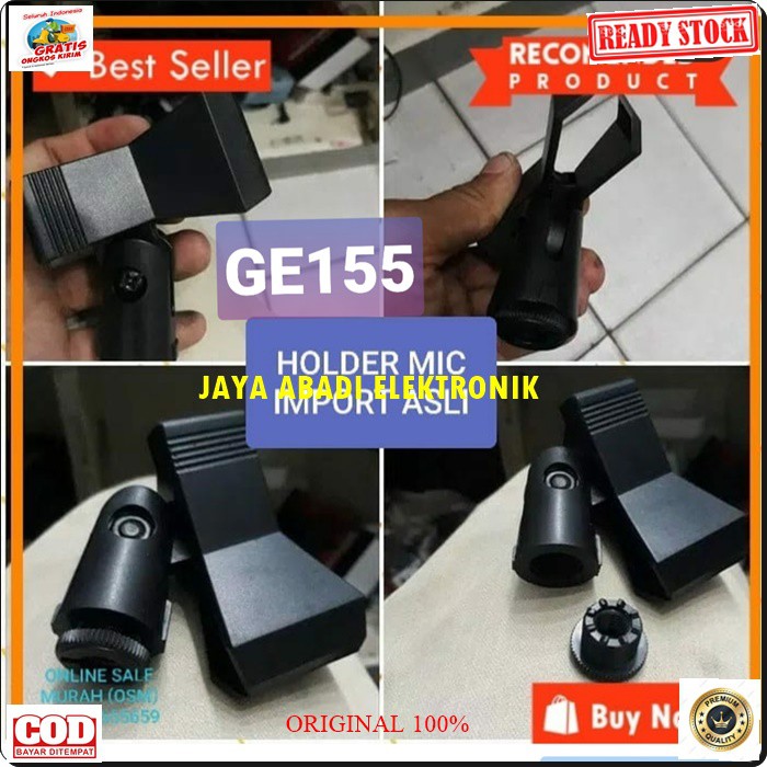 G155 ORIGINAL Holder stand mic jepit mik capit microphone jepitan mikrophone hanger acecoriss pegangan gantungan universal breket bracket tiang G155  BISA SEGALA JENIS MICROPHONE  BISA SEGALA JENIS STAND MIC  BAHAN IMPORT  lebar lubang depan 2,7cm diamete