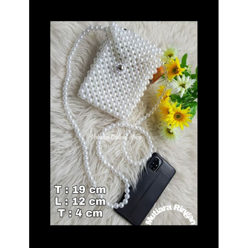 Tas Ronce Selempang Mutiara Putih