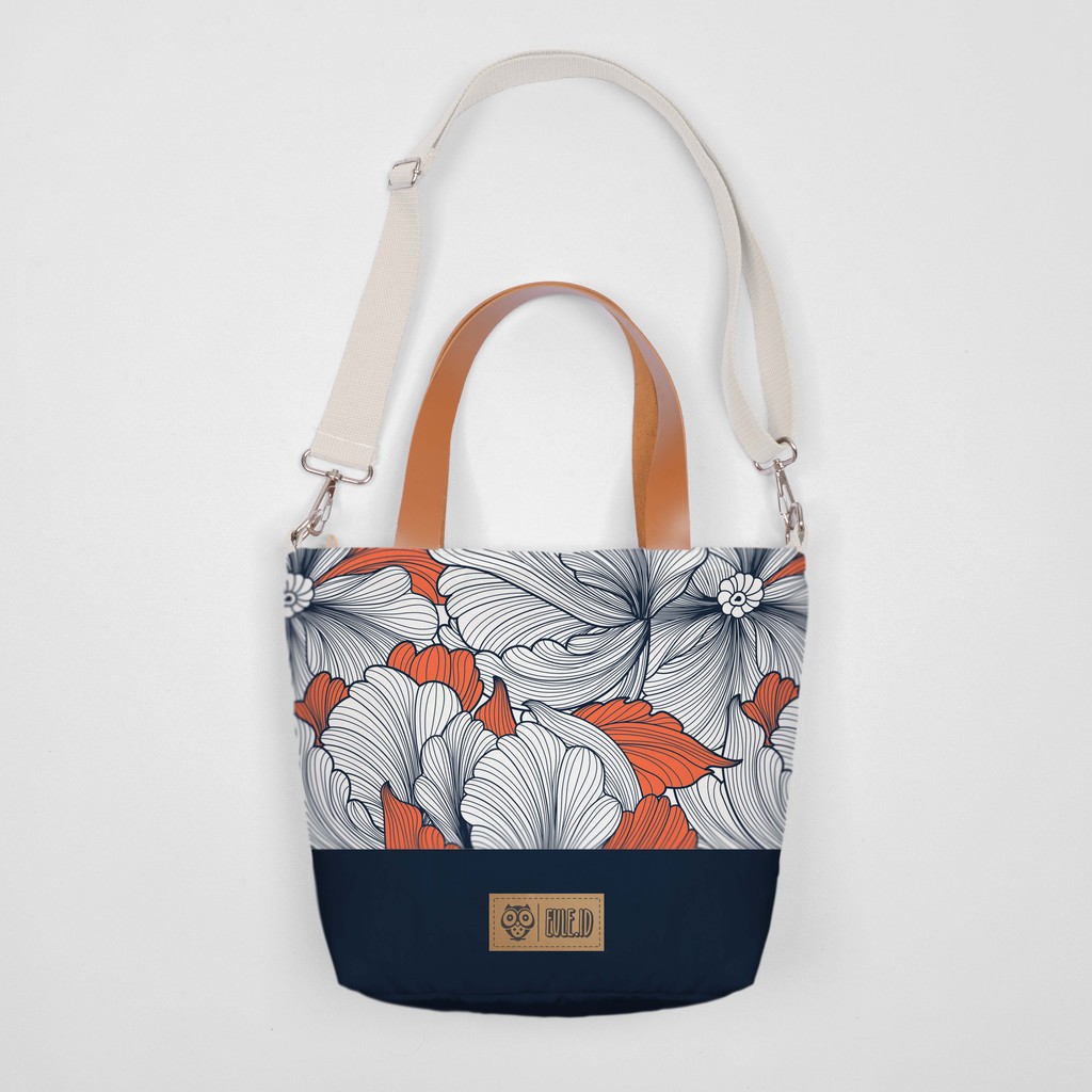 Sling Bag Kanvas Bloem Navy