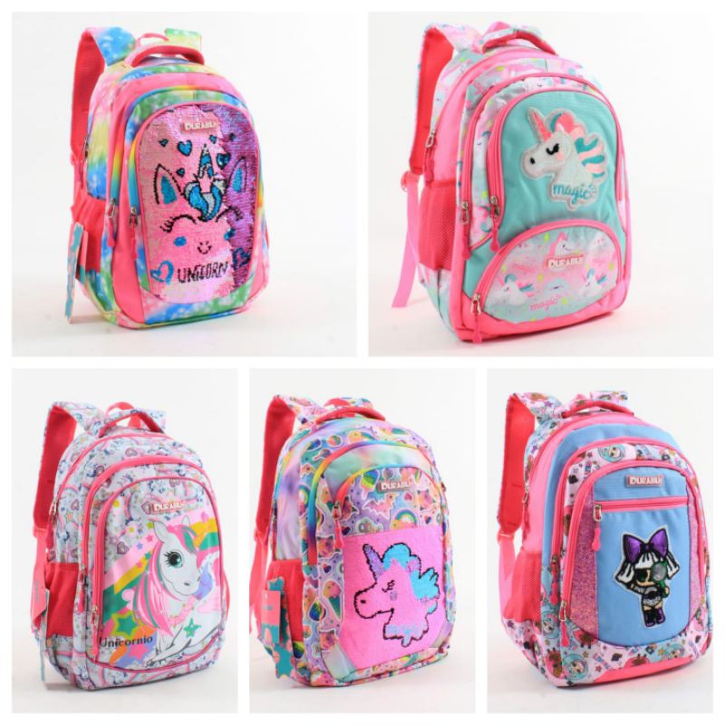 Tas Cewek Ransel Durable Unicorn LOL Sequin Kanvas