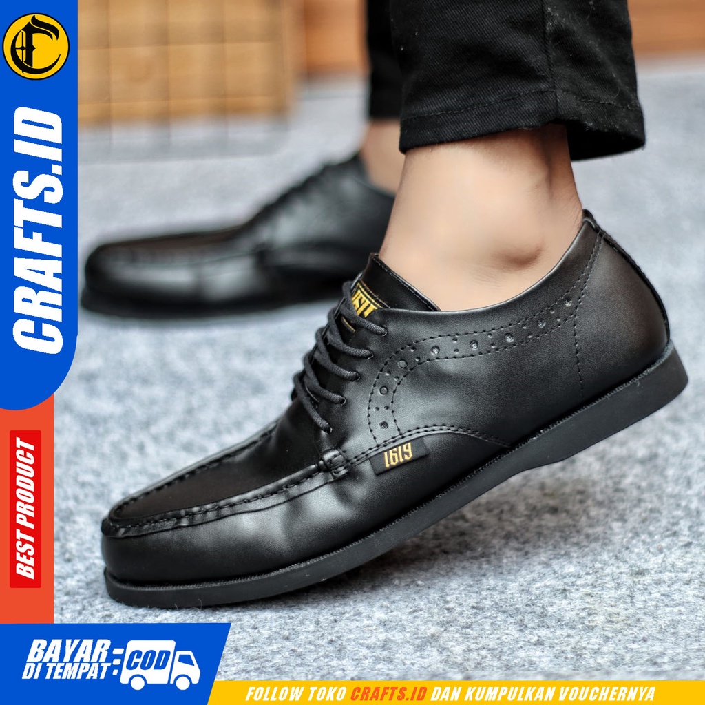 Sepatu Formal Pria Sepatu Casual Pria Kulit Pu Tali Sepatu Pantofel Kerja Kantor Kuliah Kondangan Sepatu Hitam Pria  CRAFTS ZOKE