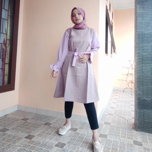 Tunik Polos Tali Pinggang Muslim