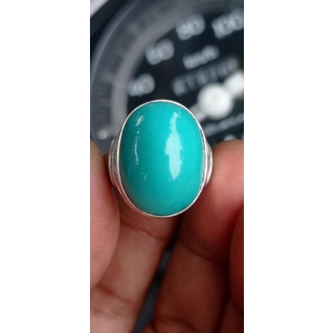 Natural batu pirus naizabur iran polos hijau tosca ring perak hm 925 jaminan batu asli