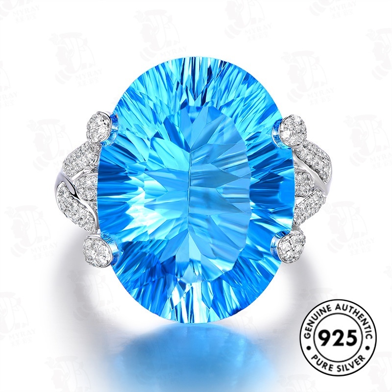 Cincin Sapphire Bahan S925 Silver Untuk Wanita