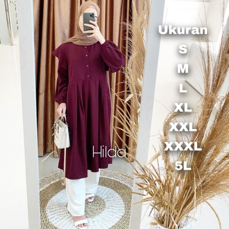 Hilda Tunik Big Size Ukuran Size S M L XL 2XL 3XL 4XL XXL XXXL  XXXXL 2L 3L 4L 5L  Tunik Wanita Jumbo Big Size Over Size