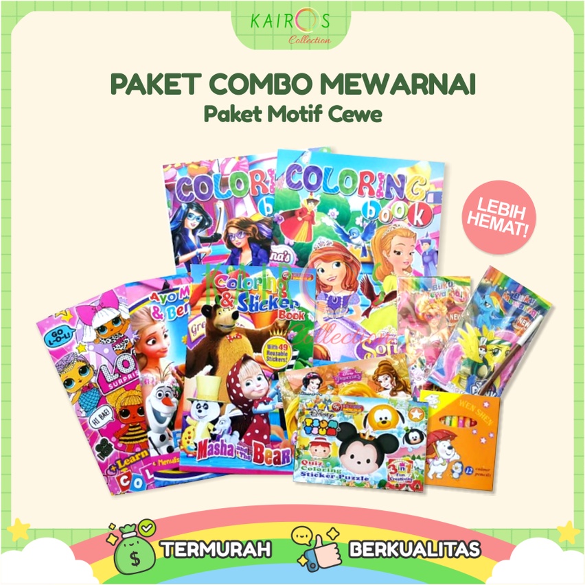 Paket Combo Buku Mewarnai Anak (+ Pensil Warna) / Buku Gambar Anak Mewarnai