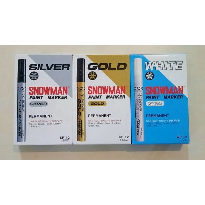 

Spidol Snowman Paint Marker Permanent White, Silver Dan Gold