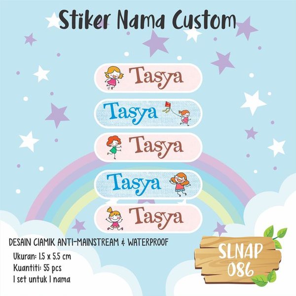 

terbatas sticker label nama anak kartun perempuan cute happy lucu SLNAP-086 Diskon