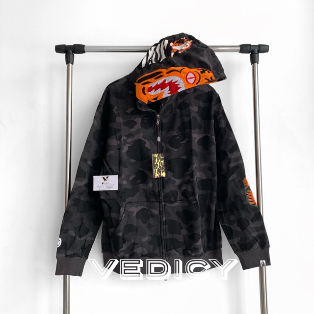 SALE HOODIE JAKET BAPE A BATHING APE TIGER BLACK CAMO SUPER MIRROR 1:1 ORIGINAL
