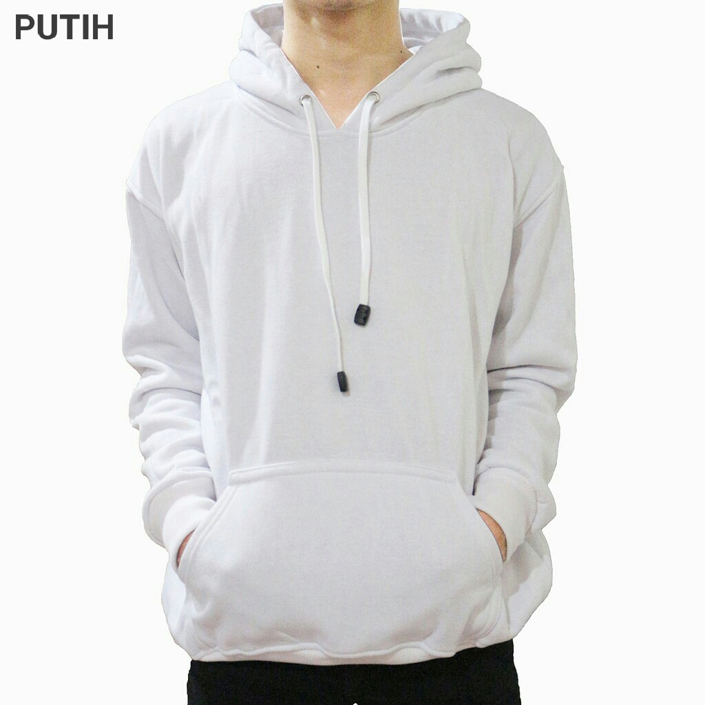 jaket polos jumper hoodie M,L,XL,XXL hitam pria wanita wame store-PUTIH
