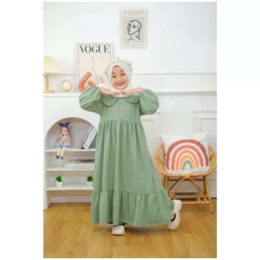 GAMIS LUNA CRINKLE AIRFLOW /SIZE 6 8 10/gamis anak-anak/dress anak/kidswear/terbaru