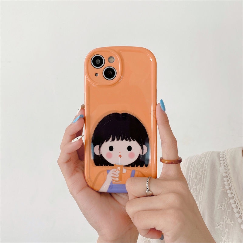 Case Lensa Bulat Motif Kartun Perempuan Untuk iphone 12 13 11 Pro Max X Xs Max Xr Fih8