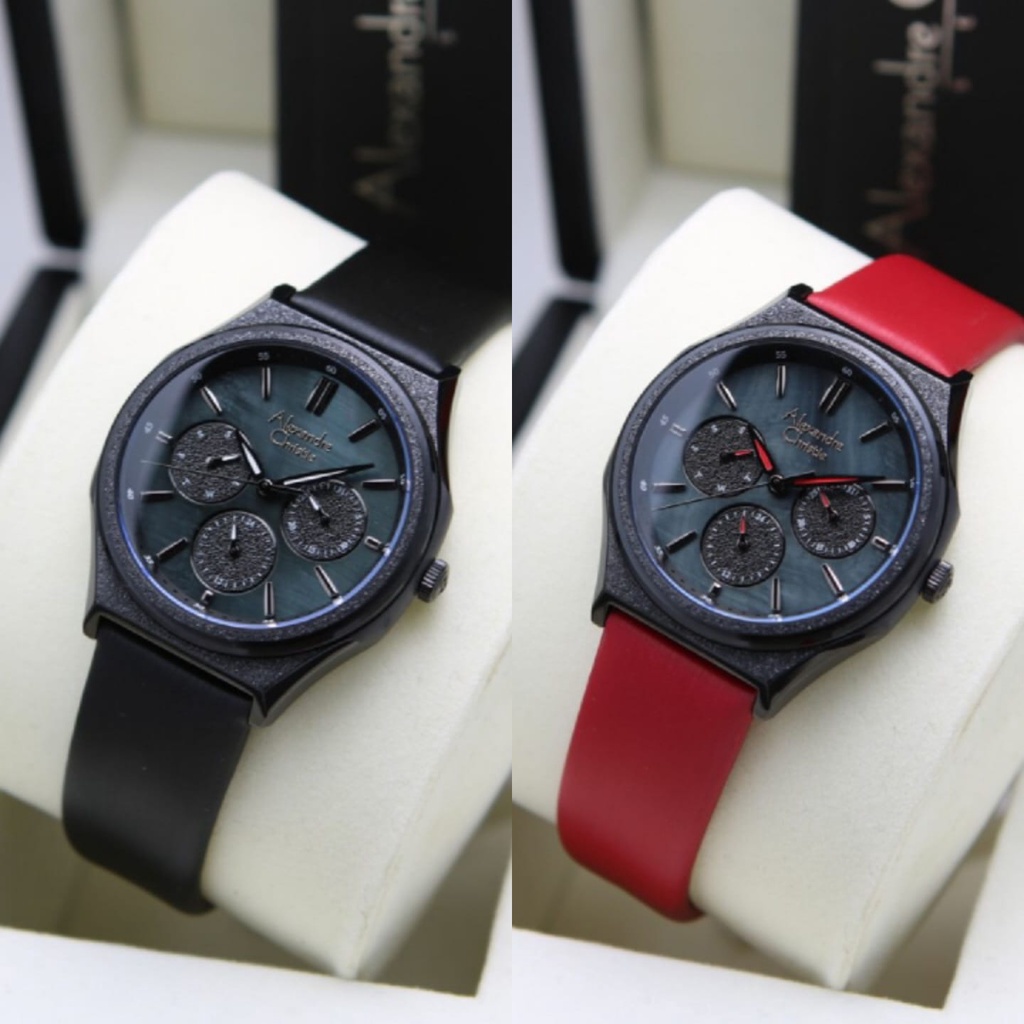 JAM TANGAN WANITA ALEXANDRE CHRISTIE AC 2A09 AC2A09 BLACK RED ORIGINAL
