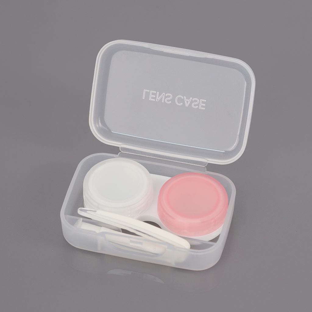 Travel Kit Mini Cute Warna Pastel Kotak Softlens / Tempat Soflens Case Transparant Softlen + Capitan + Tongkat