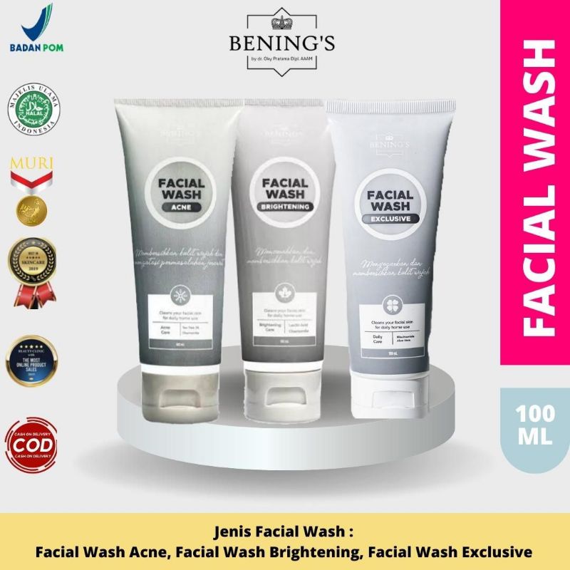Facial Wash Brightening Benings Skincare by Dr Oky (Bening Clinic) Lactic Acid
