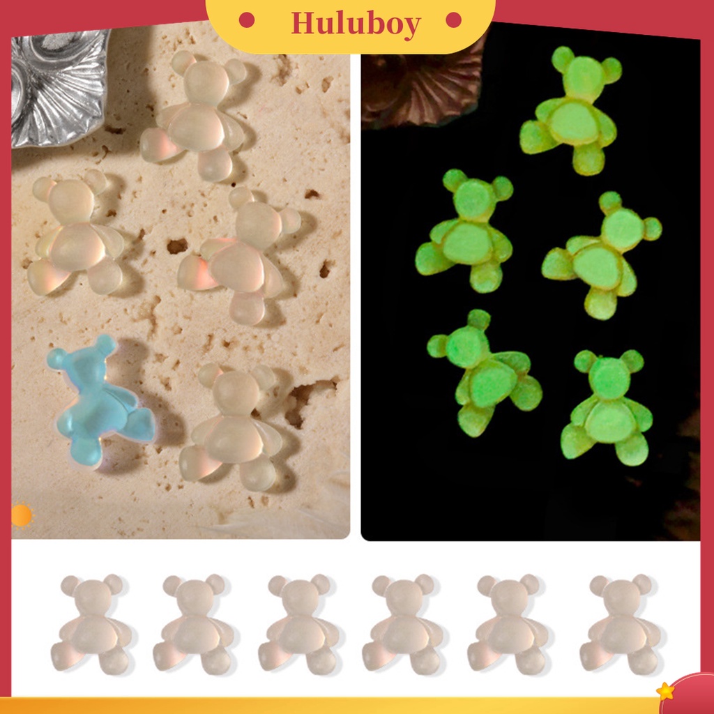 Huluboy Huluboy♡ 8pcs Dekorasi Kuku Luminous Bentuk Beruang Untuk Musim Panas