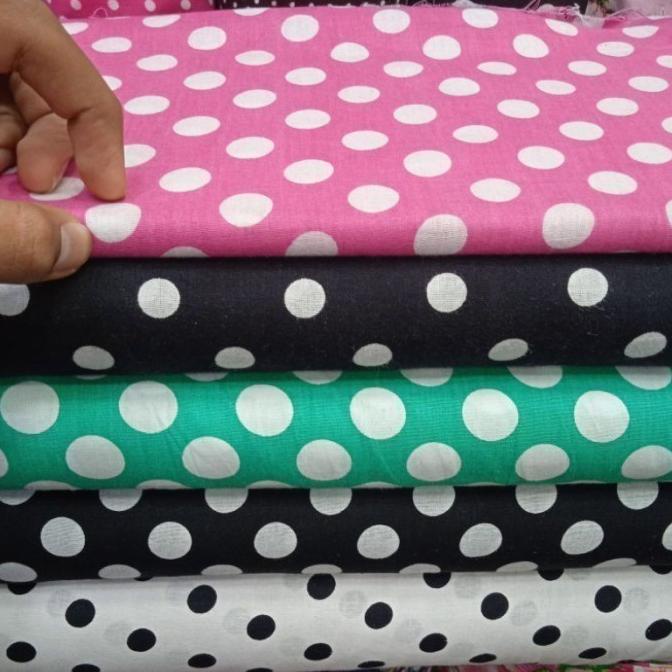 1 meter Bahan kain katun lokal motif polkadot besar 100% katun