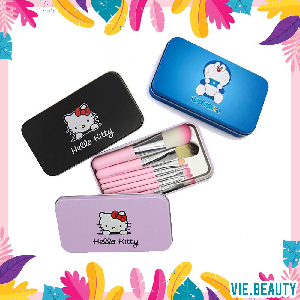 Brush Set 7 in 1 Hello Kitty Doraemon | Kuas MakeUp