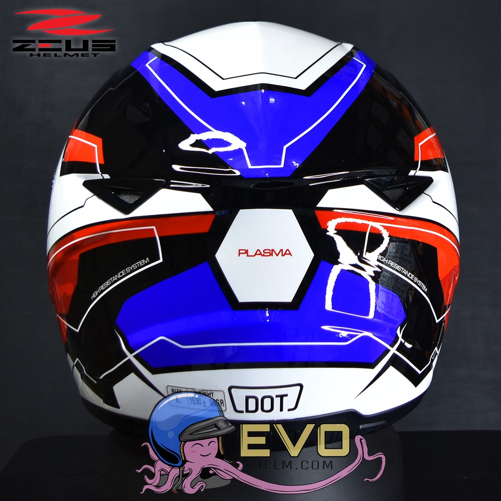 HELM ZEUS FULL FACE BLACK AL5 BLUE - FREE SMOKE VISOR ZEUS ORIGINAL ( ONGKIR 2KG )