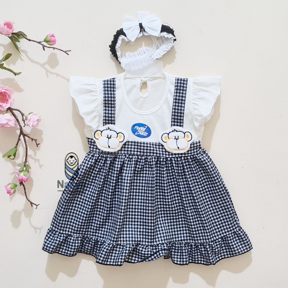 [ PROMO 7.7 ] [P-015] Dress Bayi / Baju Bayi Model Dress MURAH baby girl (0-6 bulan) + Bandana