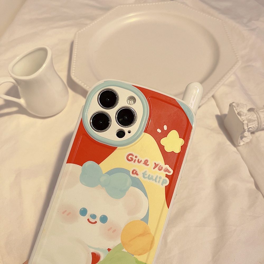 IPHONE Vintage Pelindung Berbentuk Ponsel Lucu Kartun Beruang Penuh Perlindungan Case Cover Untuk Iphone11 12 13 14 PLUS PRO MAX