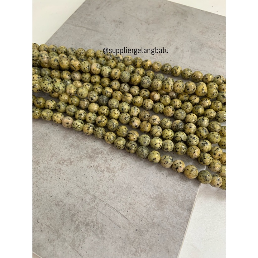 batu 10mm YELLOW RHODONITE CHALCEDONY akik kuning bacan aksesoris bahan kalung gelang kerajinan tangan craft manik