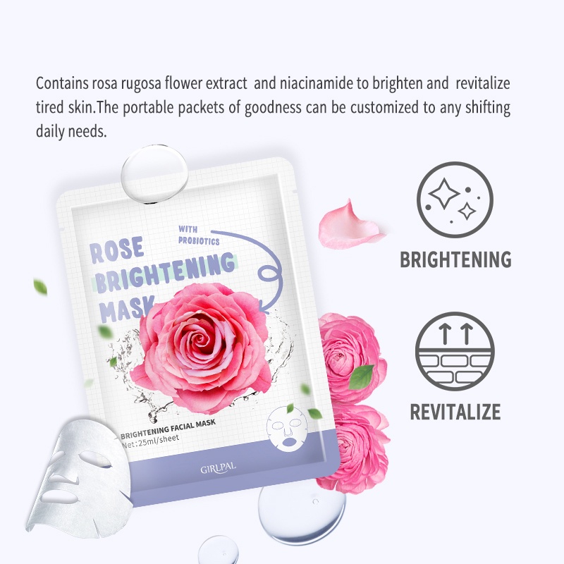 (COD) GIRLPAL  - Rose Brightening Face Sheet Mask | Facial Mask | Masker Wajah