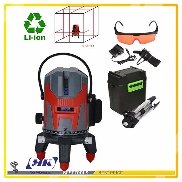 Laser Level 5 Line Tripod Baterai Rechargeable Tripod