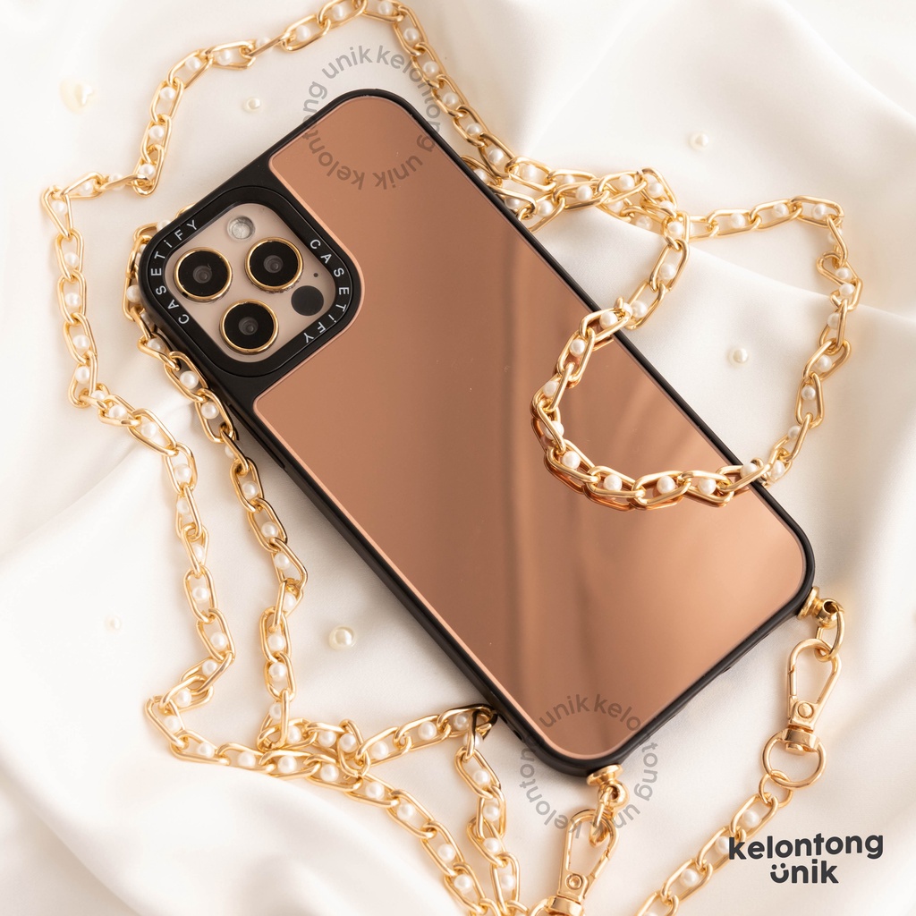 (Seri 2) For iPhone - Casetify Mirror Lanyard Rantai Case/ Sling Case Tali