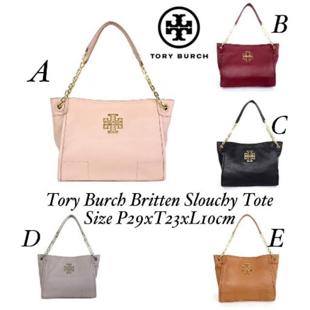 Tory Burch Britten Slouchy Tote totebag tas hitam black original authentic