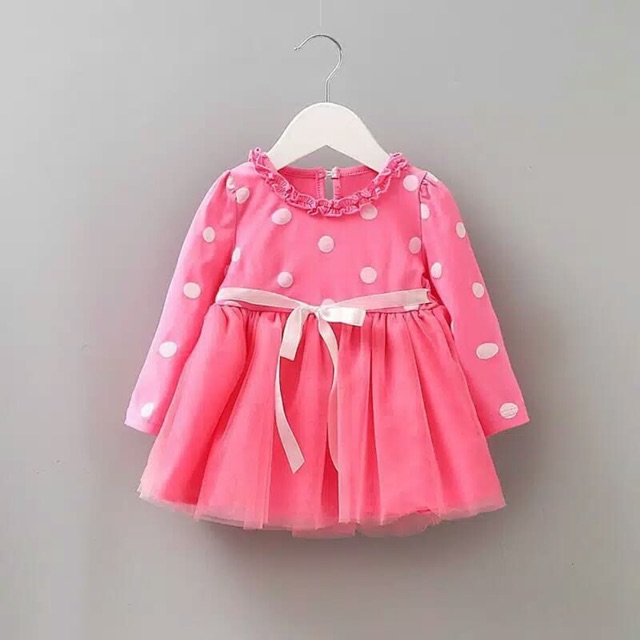 Dress anak impor 1-2 tahun Baby Girl Cotton Long Sleeve Dress import