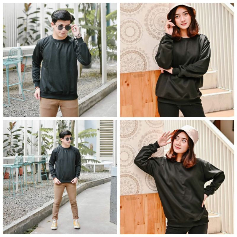 SWEATER POLOS UNISEX - BASIC SWEATER BLACK