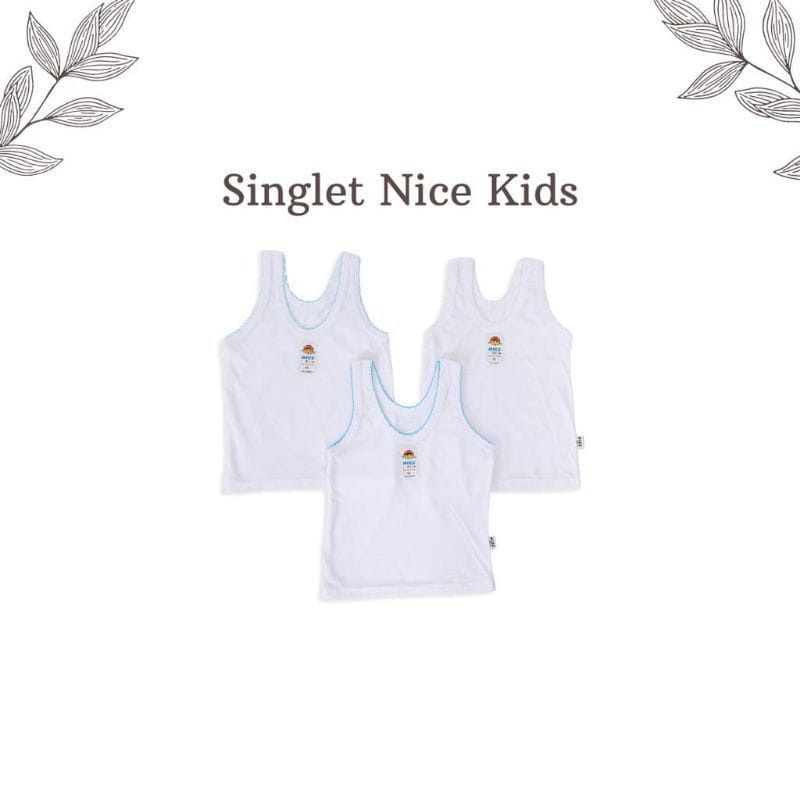 3 Pcs Singlet Nice Kids Anak | Kaos Dalam Bayi Baru Lahir Laki Perempuan | Sguna | Pakaian Dalam Balita Baby New Born Grosir