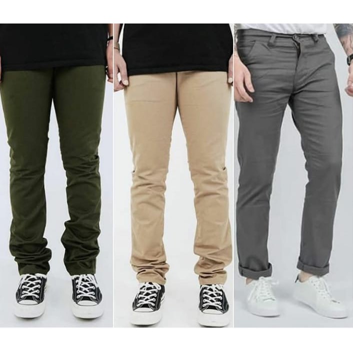 Celana Chinos Panjang SLIMFIT Bahan Katun Strecht Melar 27-38