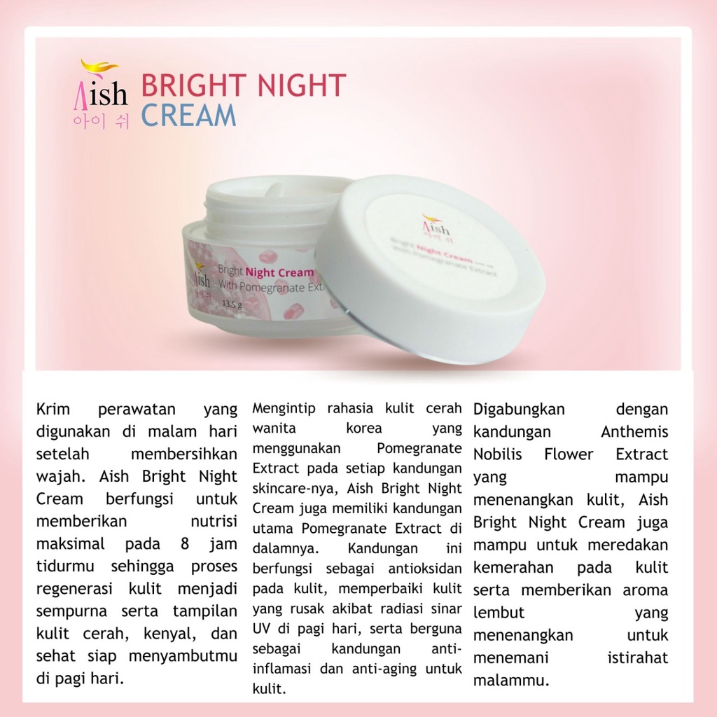 AISH SKINCARE  - FACIAL WASH / AISH SERUM KOREA / TONER / DAY&NIGHT CREAM - 100% Original-5