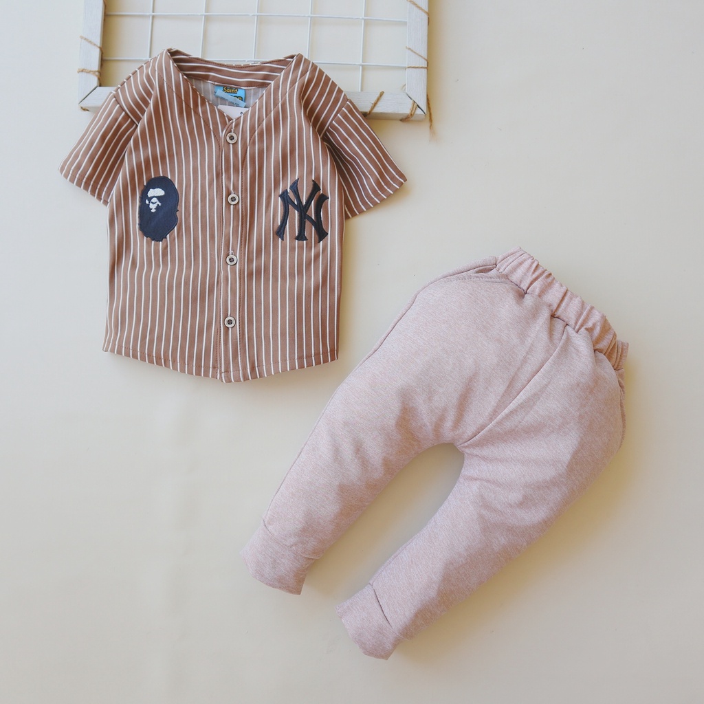 SaintQueen Motif Baseball NY 01 / Setelan Baju Bayi 6 bulan - 4 tahun Baju Anak Laki-laki