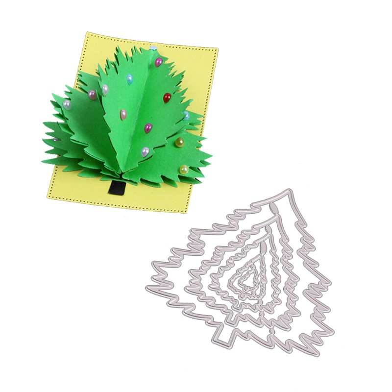 Cetakan Stensil Cutting Dies Motif Pohon Natal Bahan Metal Untuk Scrapbook / Craft Diy