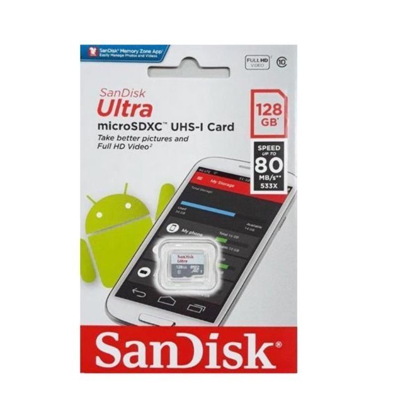 Memori Card Sandisk Ultra 128GB 100mb/s Class 10 Non Adapter Kartu Memori MicroSD