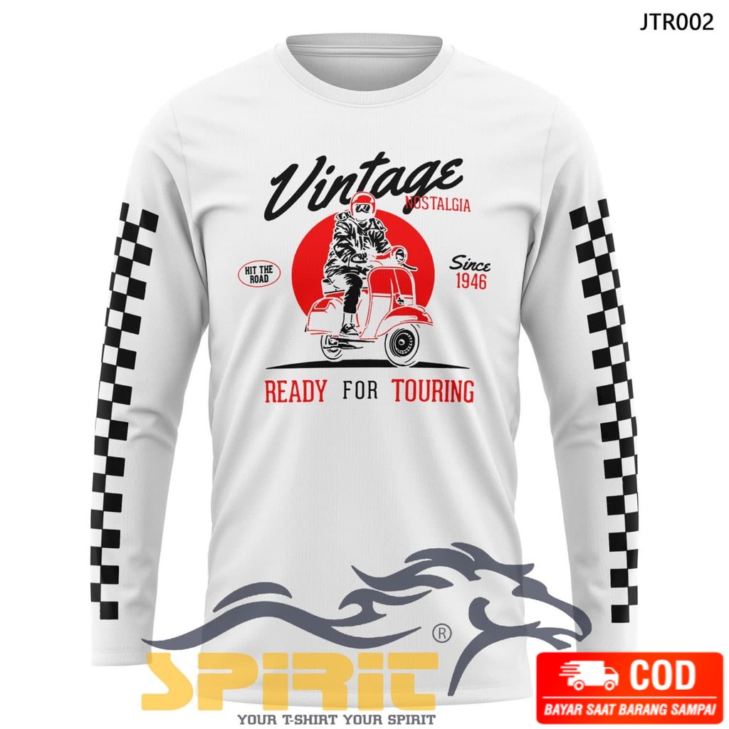 BISA COD Baju Kaos Atasan Vespa Vintage Pakaian Distro Panjang Cowok Original Murah