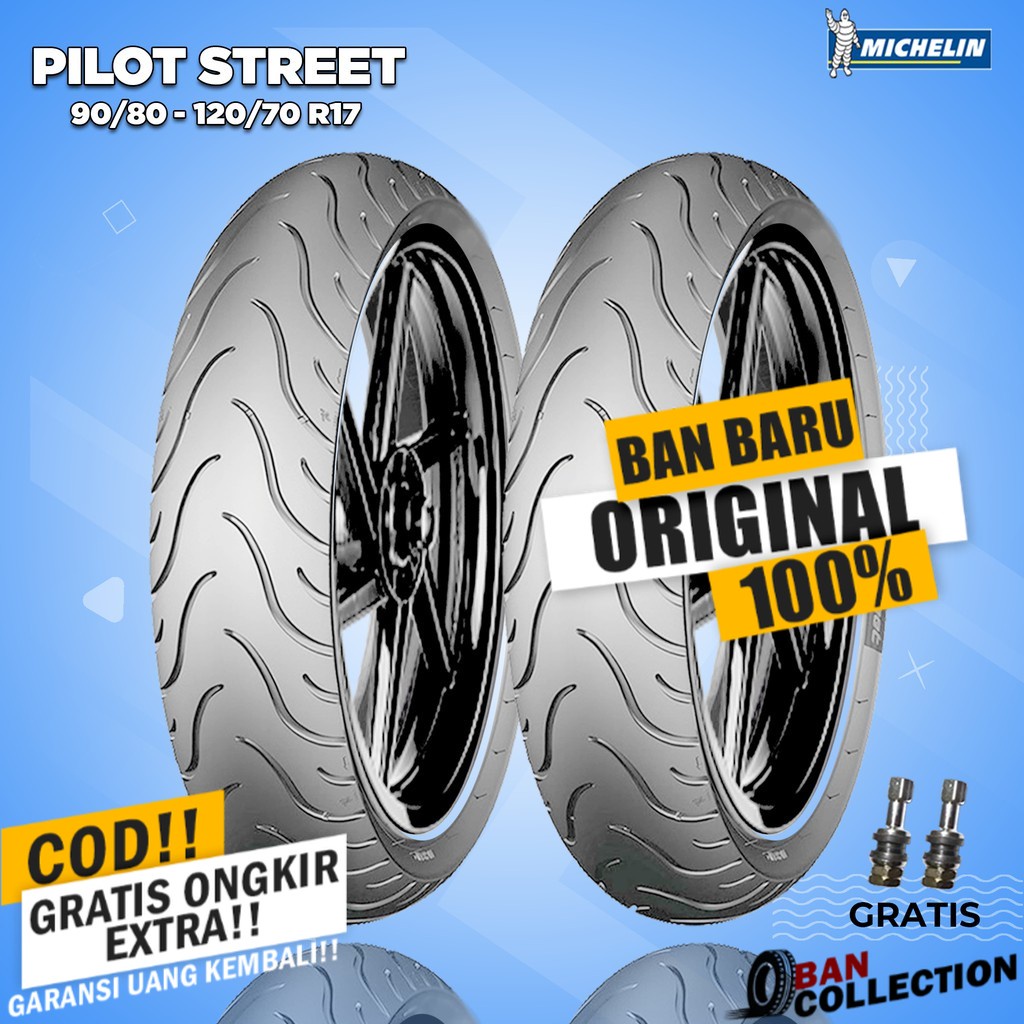 Paket MICHELIN PILOT STREET 90/80 & 120/70 Ring 17 Tubeless // Ban Motor MOGE (Motor Batangan) ban m