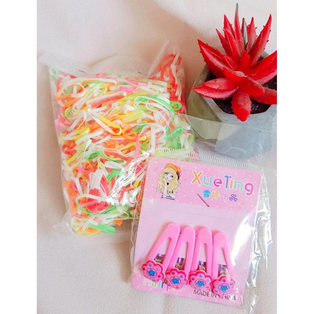 NAILA_ID -1000 pcs Karet Jepang anak/ ( FREE  JEPIT RAMBUT)/Kunciran rambut tebal / Ikat Elastis / k