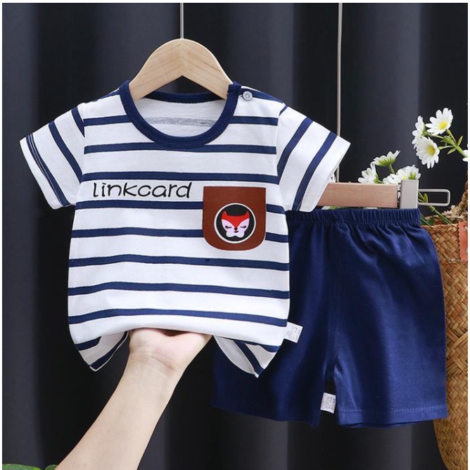 Setelan Lengan Pendek Kaos Anak / Baju Bayi Newborn Cewek Cowok import stelan